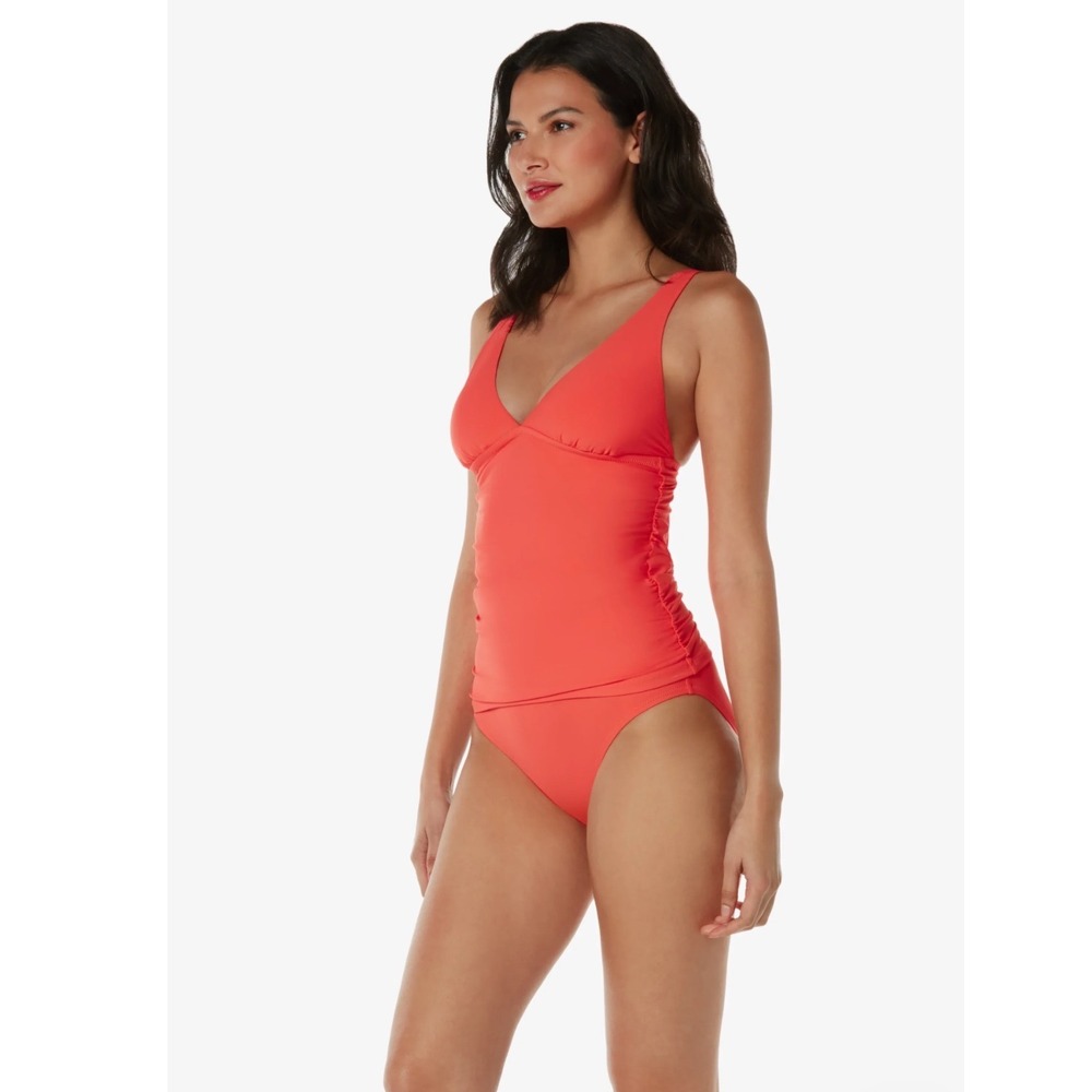 Helen Jon Orange Halter Tankini Ruched Swimsuit Set Womens XL Bikini Bottoms